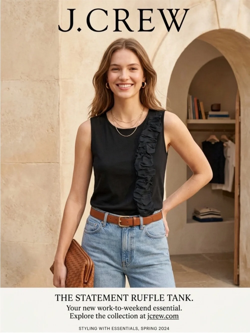 Women’s J. Crew Black Sleeveless Ruffle Front Top ~ Size Large